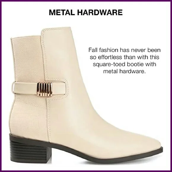 Comfort Foam Booties Vegan Leather Square Toe Block Heel Zipper Closure - Picture 5 of 8